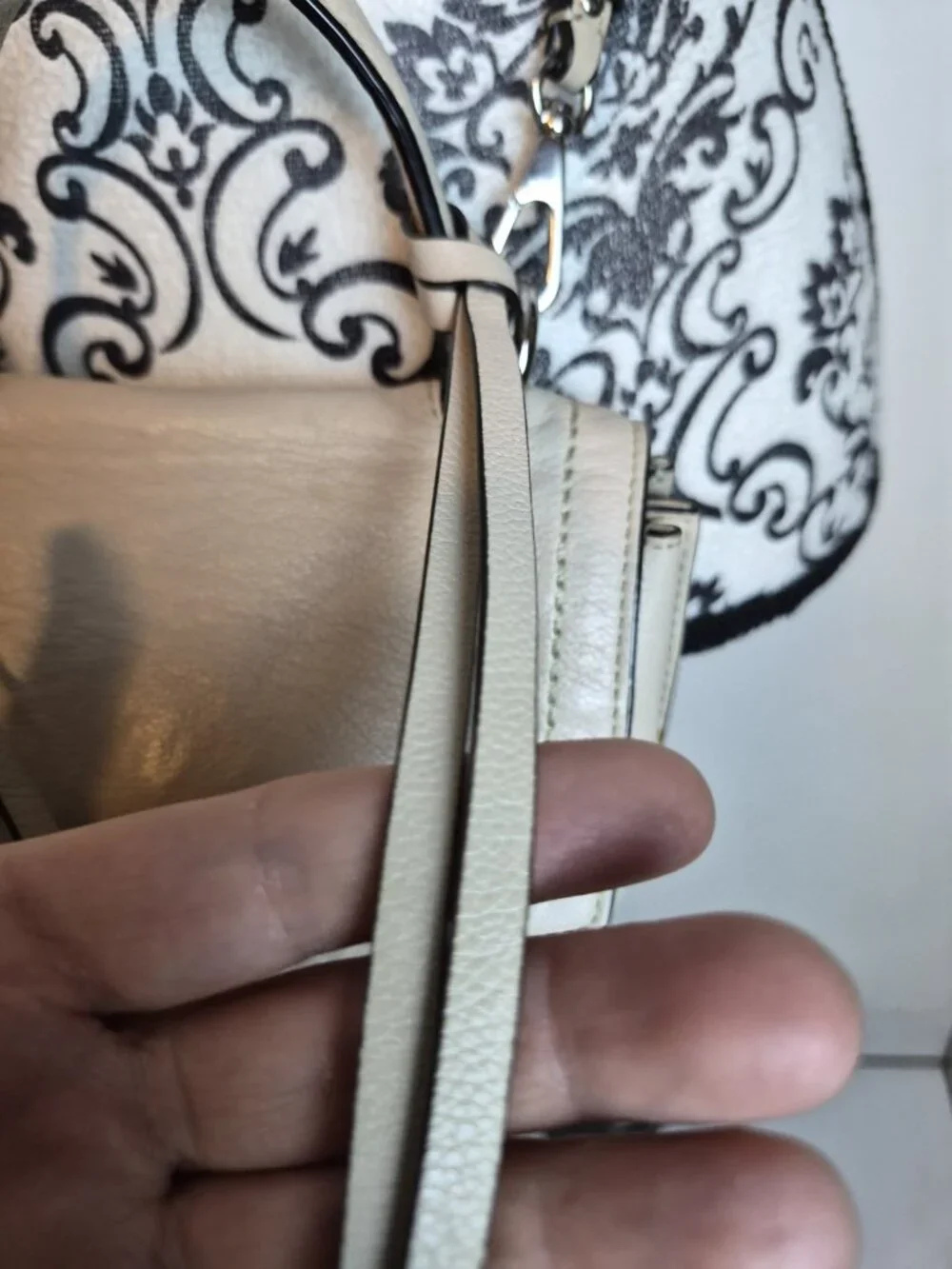 Rebecca Minkoff Crossbody Bag Cream Leather Fringe Adjustable Strap Handle